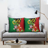 Vanuatu Christmas Pillow Cover Funny Santa with Namele and Boar Tusk Tribal - Polynesian Pride
