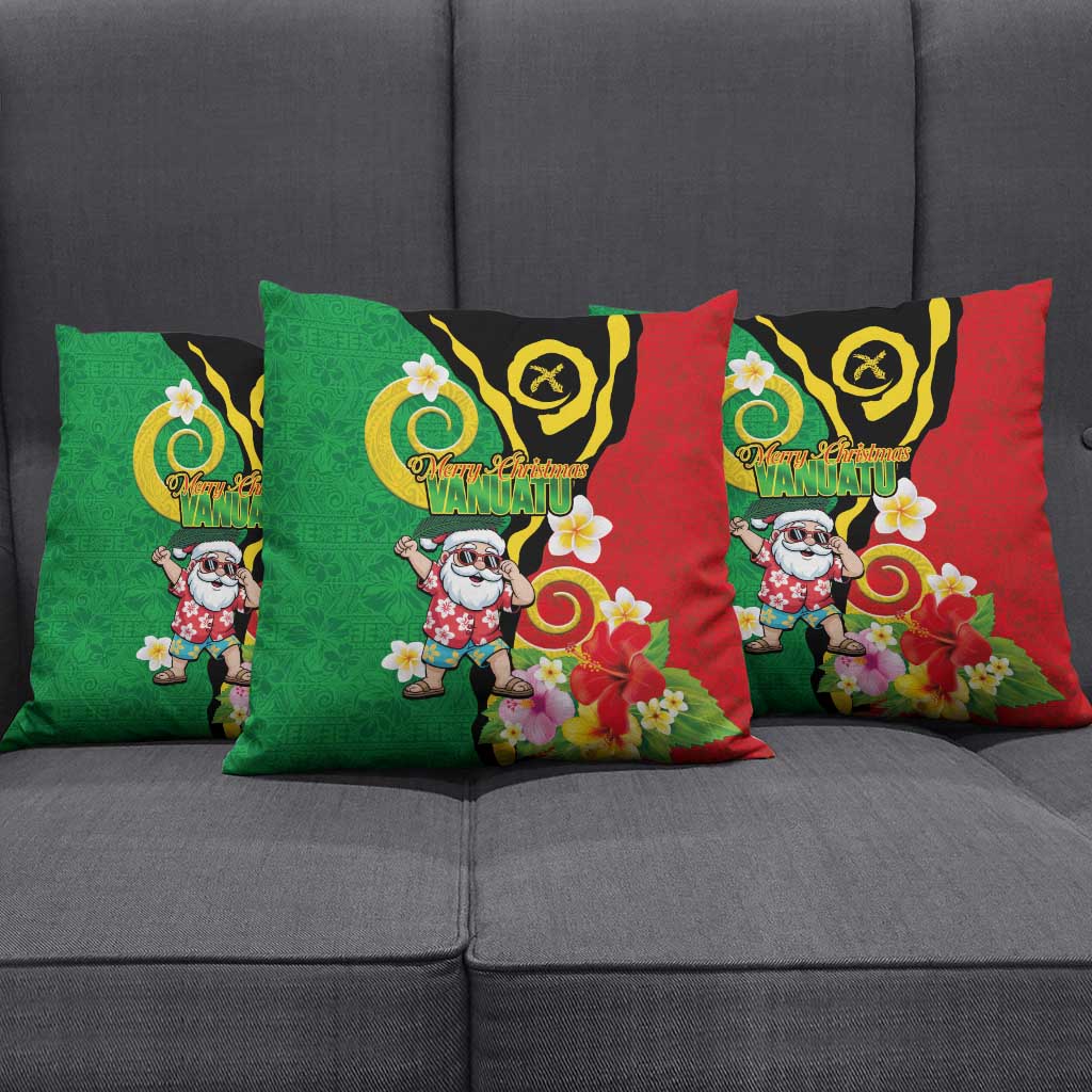 Vanuatu Christmas Pillow Cover Funny Santa with Namele and Boar Tusk Tribal - Polynesian Pride
