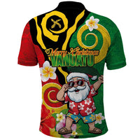 Vanuatu Christmas Polo Shirt Funny Santa with Namele and Boar Tusk Tribal - Polynesian Pride