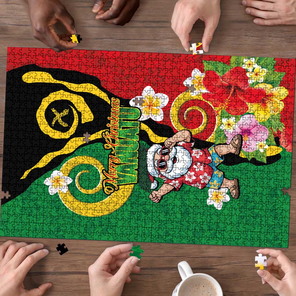Vanuatu Christmas Puzzle Funny Santa with Namele and Boar Tusk Tribal - Polynesian Pride