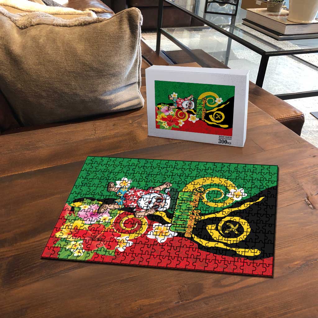 Vanuatu Christmas Puzzle Funny Santa with Namele and Boar Tusk Tribal - Polynesian Pride