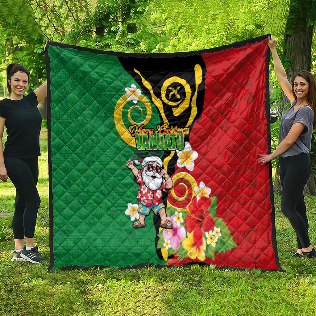 Vanuatu Christmas Quilt Funny Santa with Namele and Boar Tusk Tribal - Polynesian Pride