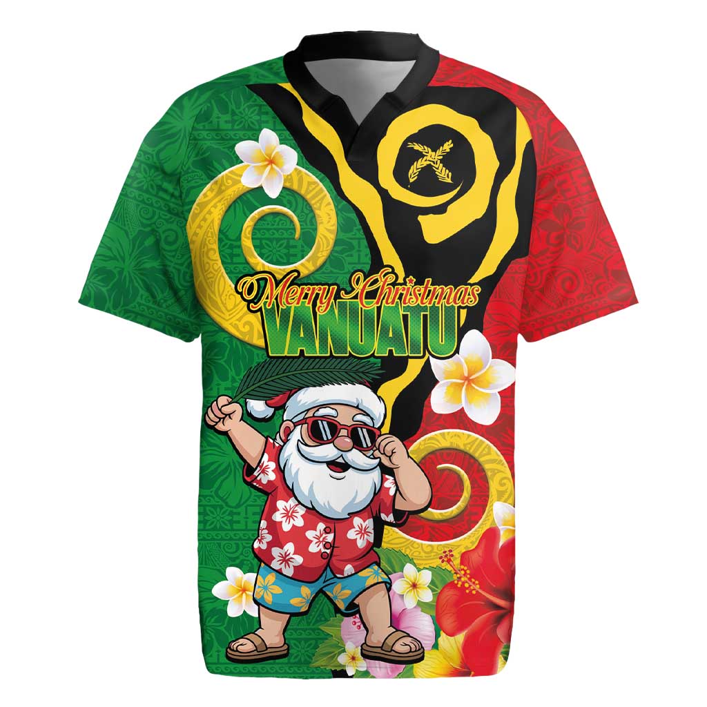 Vanuatu Christmas Rugby Jersey Funny Santa with Namele and Boar Tusk Tribal - Polynesian Pride