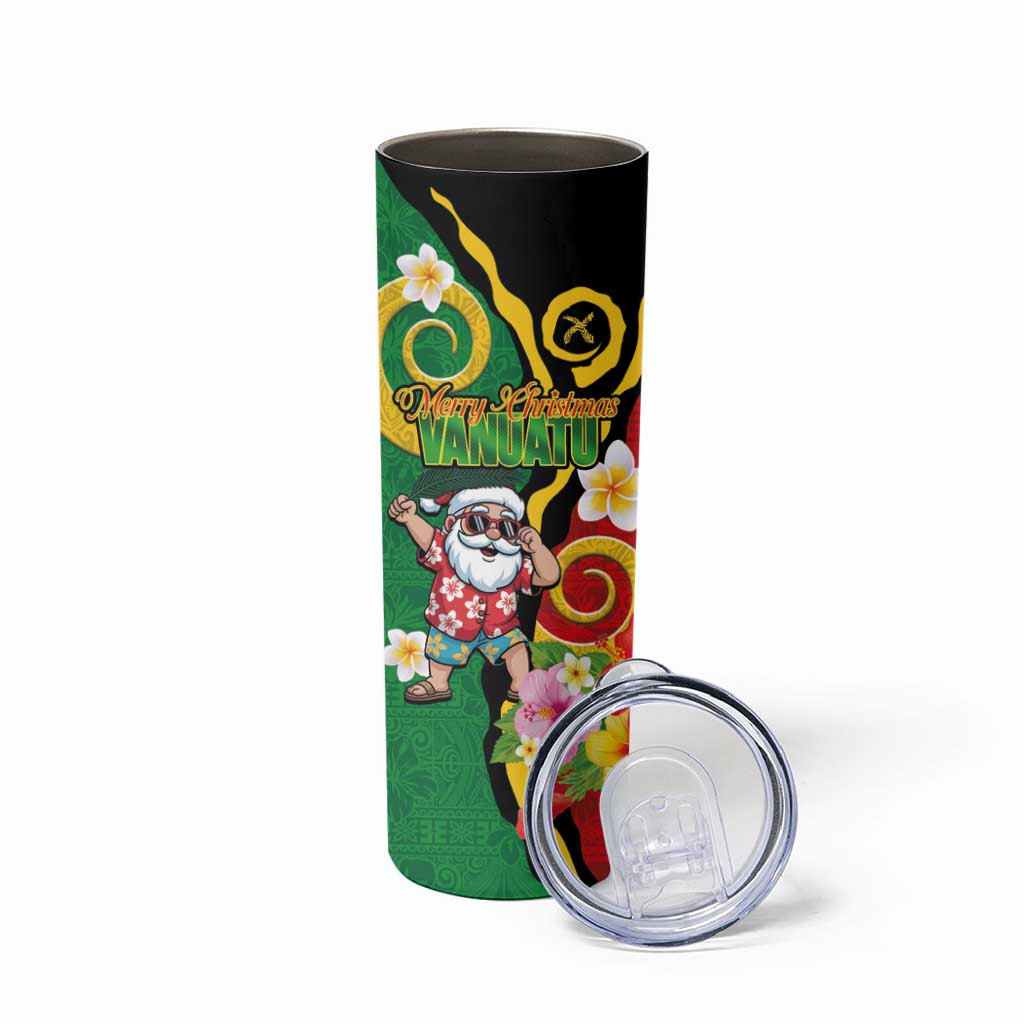 Vanuatu Christmas Skinny Tumbler Funny Santa with Namele and Boar Tusk Tribal - Polynesian Pride