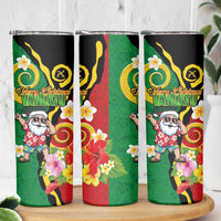 Vanuatu Christmas Skinny Tumbler Funny Santa with Namele and Boar Tusk Tribal - Polynesian Pride