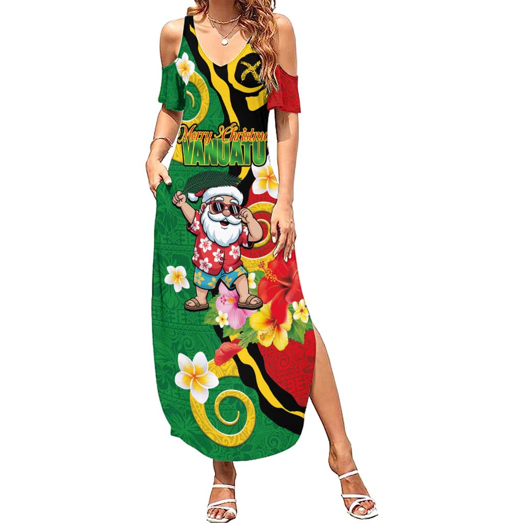 Vanuatu Christmas Summer Maxi Dress Funny Santa with Namele and Boar Tusk Tribal - Polynesian Pride