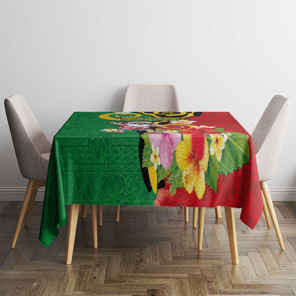 Vanuatu Christmas Tablecloth Funny Santa with Namele and Boar Tusk Tribal - Polynesian Pride