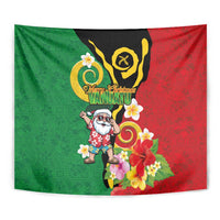 Vanuatu Christmas Tapestry Funny Santa with Namele and Boar Tusk Tribal - Polynesian Pride