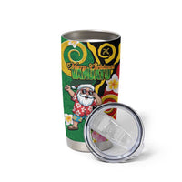 Vanuatu Christmas Tumbler Cup Funny Santa with Namele and Boar Tusk Tribal - Polynesian Pride