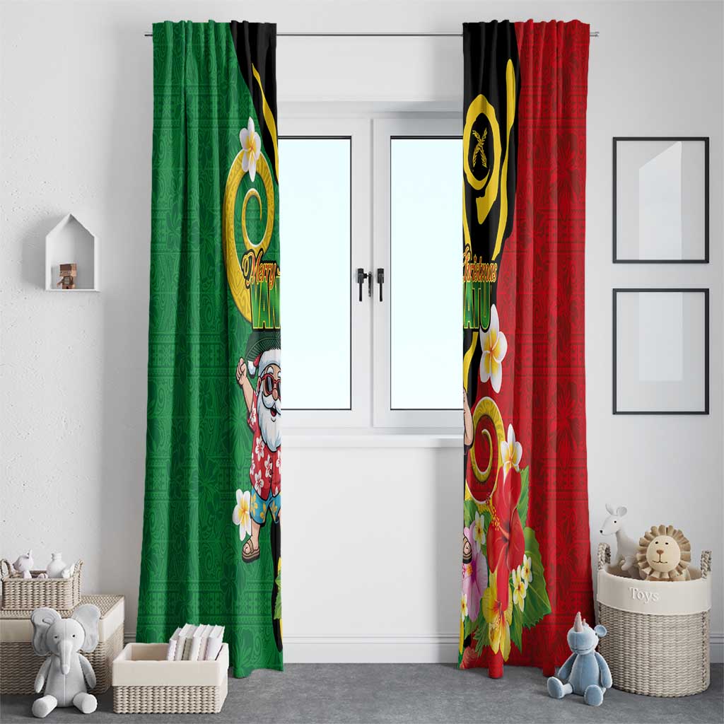Vanuatu Christmas Window Curtain Funny Santa with Namele and Boar Tusk Tribal - Polynesian Pride