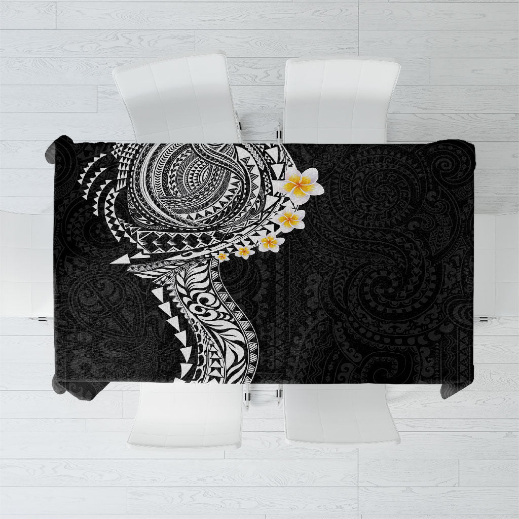 Hawaiian Tribal Tattoo and Plumeria Tablecloth Polynesian Pattern Black Color LT03 Black - Polynesian Pride