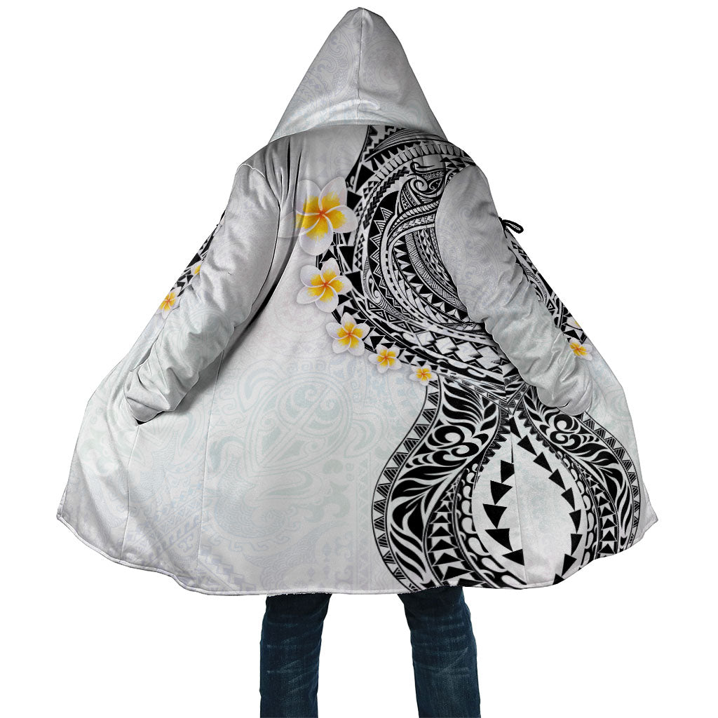 Hawaiian Tribal Tattoo and Plumeria Cloak Polynesian Pattern White Color LT03 Unisex White - Polynesian Pride