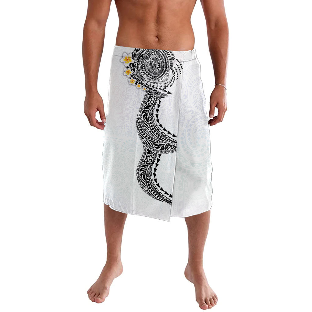 Hawaiian Tribal Tattoo and Plumeria Lavalava Polynesian Pattern White Color LT03 White - Polynesian Pride