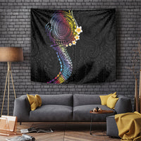 Hawaiian Tribal Tattoo and Plumeria Tapestry Polynesian Pattern Rainbow LT03 Black - Polynesian Pride