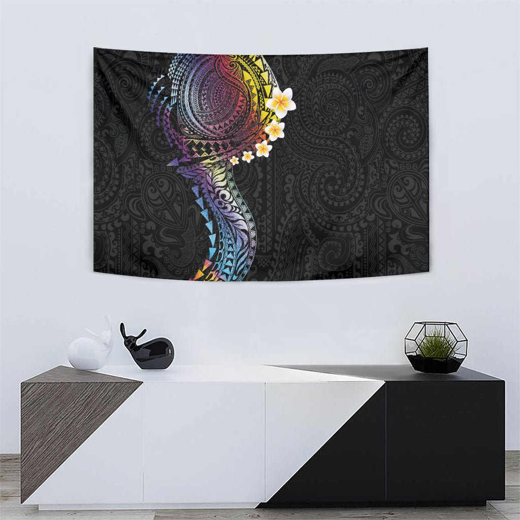 Hawaiian Tribal Tattoo and Plumeria Tapestry Polynesian Pattern Rainbow LT03 - Polynesian Pride
