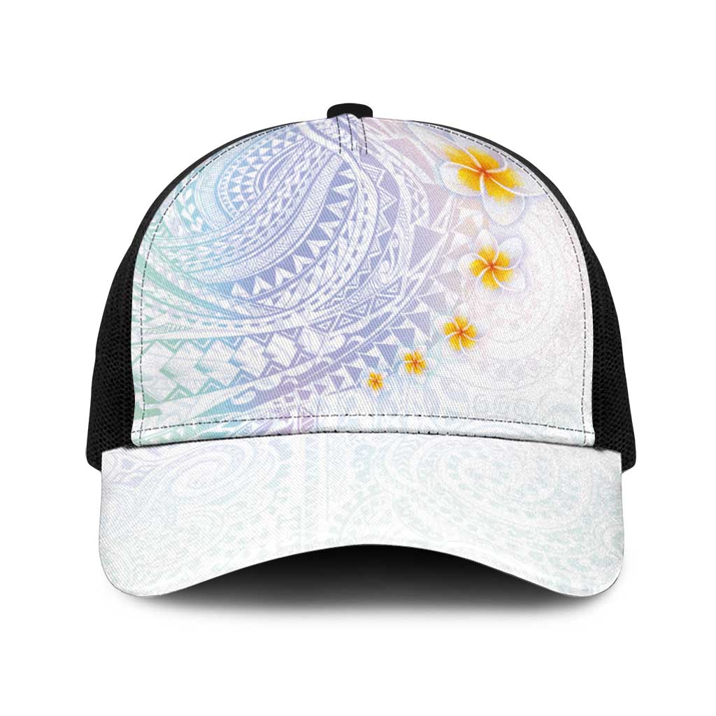 Hawaiian Tribal Tattoo and Plumeria Baseball Net Cap Polynesian Pattern Sweet LT03 One Size Black White - Polynesian Pride