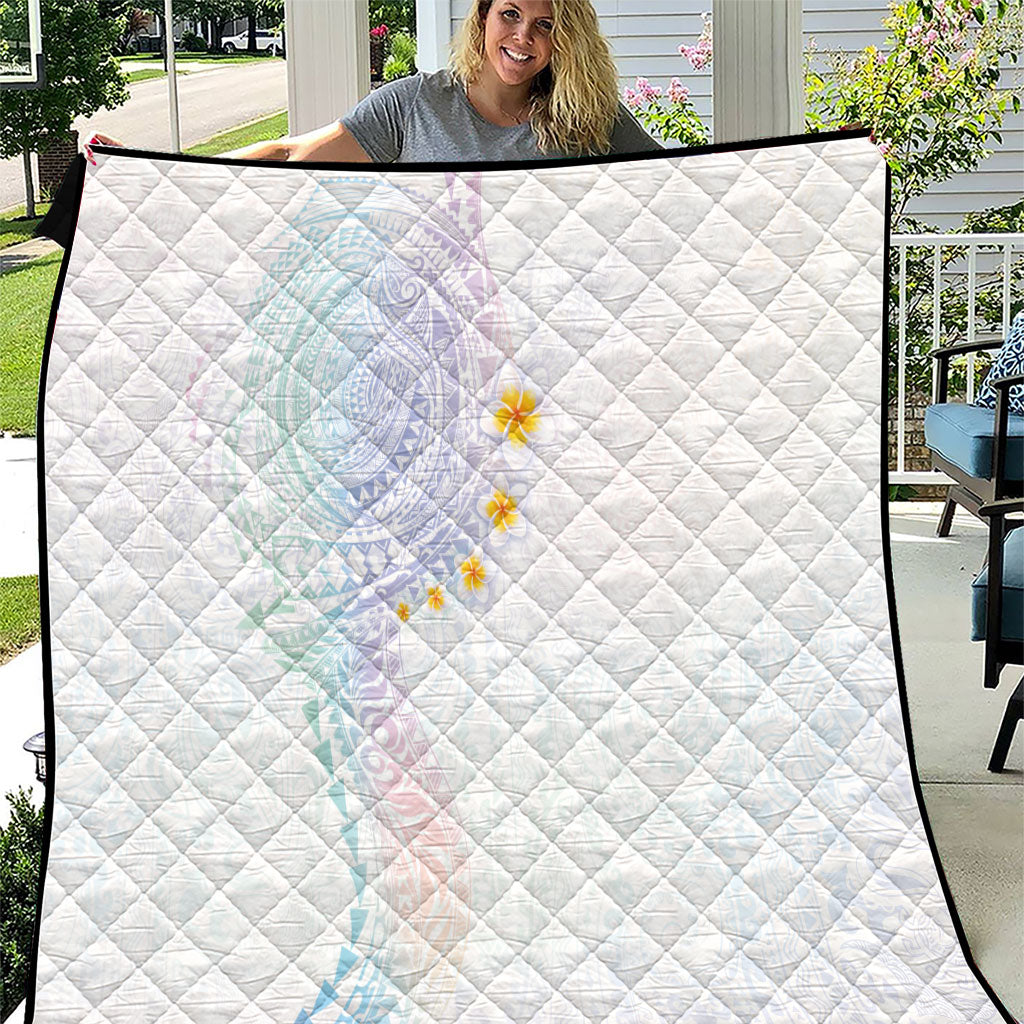 Hawaiian Tribal Tattoo and Plumeria Quilt Polynesian Pattern Sweet LT03 White - Polynesian Pride