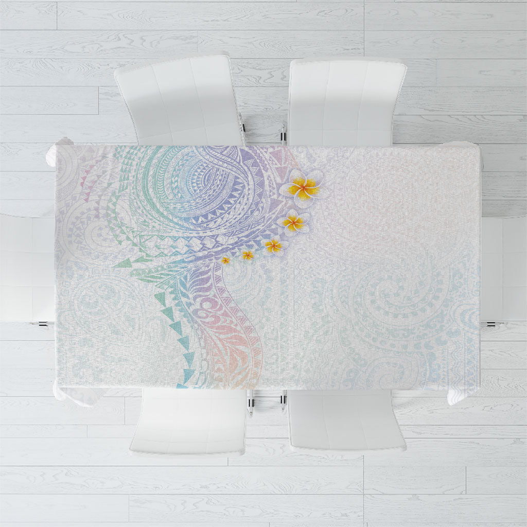 Hawaiian Tribal Tattoo and Plumeria Tablecloth Polynesian Pattern Sweet LT03 White - Polynesian Pride