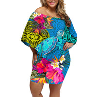 polynesian-off-shoulder-short-dress-the-turtle-jung-flower-with-maori-pattern-ethnic-style