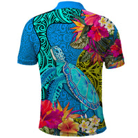 Polynesian Polo Shirt The Turtle Jung Flower with Maori Pattern Ethnic Style LT03 - Polynesian Pride