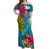 custom-polynesian-off-shoulder-maxi-dress-the-turtle-jung-flower-with-maori-pattern-ethnic-style