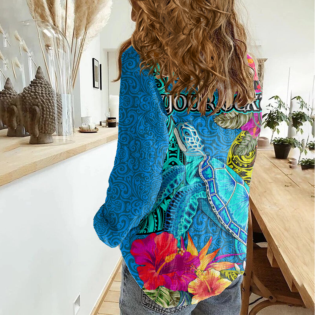custom-polynesian-women-casual-shirt-the-turtle-jung-flower-with-maori-pattern-ethnic-style