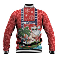 Custom Hawaii Christmas Baseball Jacket The Santa Surfing Hawaii Xmas Style LT03 - Polynesian Pride