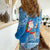 Hawaii Mele Kalikimaka Women Casual Shirt Santa Riding The DolPhin Mix Kakau Pattern Blue Style LT03 - Polynesian Pride