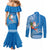 Custom Hawaii Mele Kalikimaka Couples Matching Mermaid Dress and Long Sleeve Button Shirt Santa Riding The DolPhin Mix Kakau Pattern Blue Style LT03 - Polynesian Pride