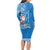 Custom Hawaii Mele Kalikimaka Long Sleeve Bodycon Dress Santa Riding The DolPhin Mix Kakau Pattern Blue Style LT03 - Polynesian Pride