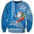 Custom Hawaii Mele Kalikimaka Sweatshirt Santa Riding The DolPhin Mix Kakau Pattern Blue Style LT03 Unisex Blue - Polynesian Pride