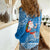 Custom Hawaii Mele Kalikimaka Women Casual Shirt Santa Riding The DolPhin Mix Kakau Pattern Blue Style LT03 - Polynesian Pride