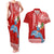 Custom Hawaii Mele Kalikimaka Couples Matching Tank Maxi Dress and Hawaiian Shirt Santa Riding The DolPhin Mix Kakau Pattern Red Style LT03 Red - Polynesian Pride
