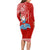 Custom Hawaii Mele Kalikimaka Long Sleeve Bodycon Dress Santa Riding The DolPhin Mix Kakau Pattern Red Style LT03 - Polynesian Pride