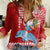 Custom Hawaii Mele Kalikimaka Women Casual Shirt Santa Riding The DolPhin Mix Kakau Pattern Red Style LT03 Female Red - Polynesian Pride