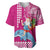Custom Hawaii Mele Kalikimaka Baseball Jersey Santa Riding The DolPhin Mix Kakau Pattern Pink Style LT03 Pink - Polynesian Pride