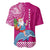 Custom Hawaii Mele Kalikimaka Baseball Jersey Santa Riding The DolPhin Mix Kakau Pattern Pink Style LT03 - Polynesian Pride