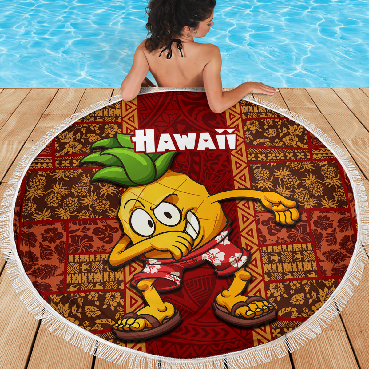 Hawaii Beach Blanket Aloha Funny Pineapple Mix Kakau Hawaiian Tribal LT03 - Polynesian Pride