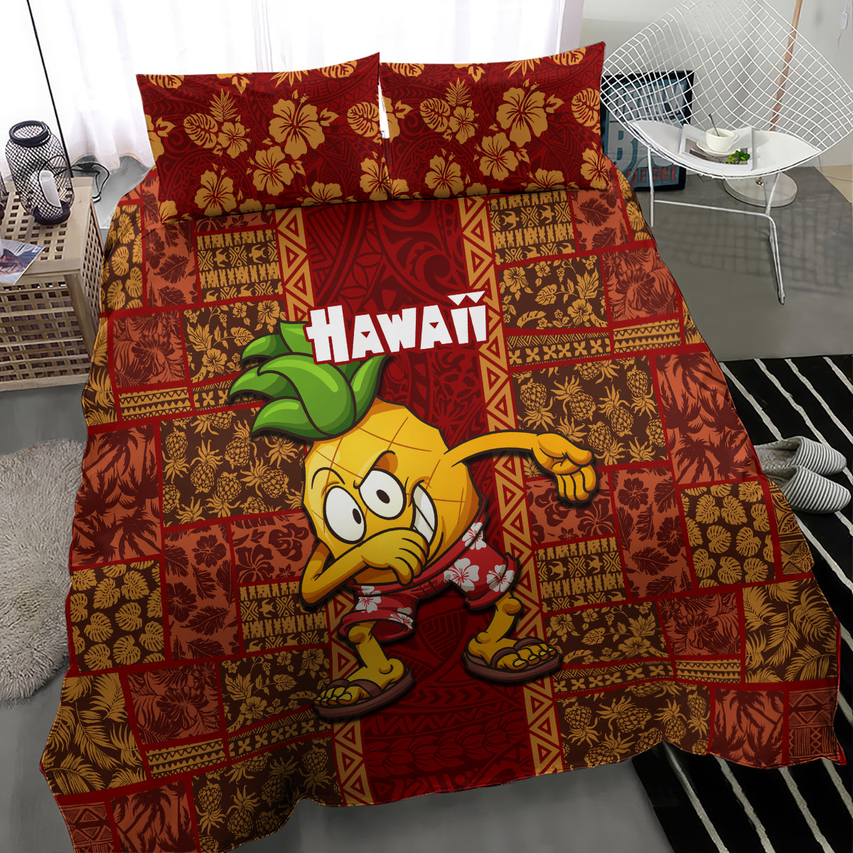 Hawaii Bedding Set Aloha Funny Pineapple Mix Kakau Hawaiian Tribal LT03 - Polynesian Pride
