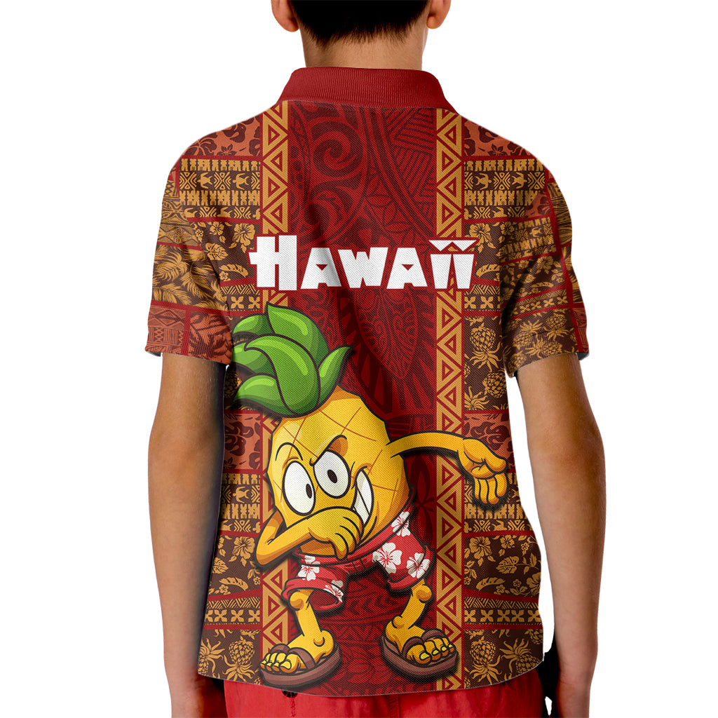 Hawaii Kid Polo Shirt Aloha Funny Pineapple Mix Kakau Hawaiian Tribal LT03 - Polynesian Pride