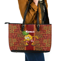 Hawaii Leather Tote Bag Aloha Funny Pineapple Mix Kakau Hawaiian Tribal LT03 - Polynesian Pride
