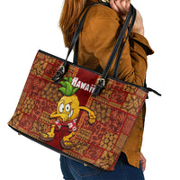 Hawaii Leather Tote Bag Aloha Funny Pineapple Mix Kakau Hawaiian Tribal LT03 - Polynesian Pride