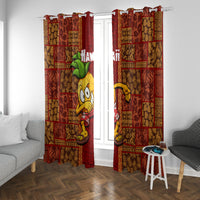 Hawaii Window Curtain Aloha Funny Pineapple Mix Kakau Hawaiian Tribal LT03 With Grommets Red - Polynesian Pride