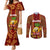 Custom Hawaii Couples Matching Mermaid Dress and Long Sleeve Button Shirt Aloha Funny Pineapple Mix Kakau Hawaiian Tribal LT03 Red - Polynesian Pride