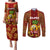 Custom Hawaii Couples Matching Puletasi Dress and Long Sleeve Button Shirt Aloha Funny Pineapple Mix Kakau Hawaiian Tribal LT03 Red - Polynesian Pride