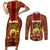 Custom Hawaii Couples Matching Short Sleeve Bodycon Dress and Long Sleeve Button Shirt Aloha Funny Pineapple Mix Kakau Hawaiian Tribal LT03 Red - Polynesian Pride