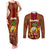 Custom Hawaii Couples Matching Tank Maxi Dress and Long Sleeve Button Shirt Aloha Funny Pineapple Mix Kakau Hawaiian Tribal LT03 Red - Polynesian Pride