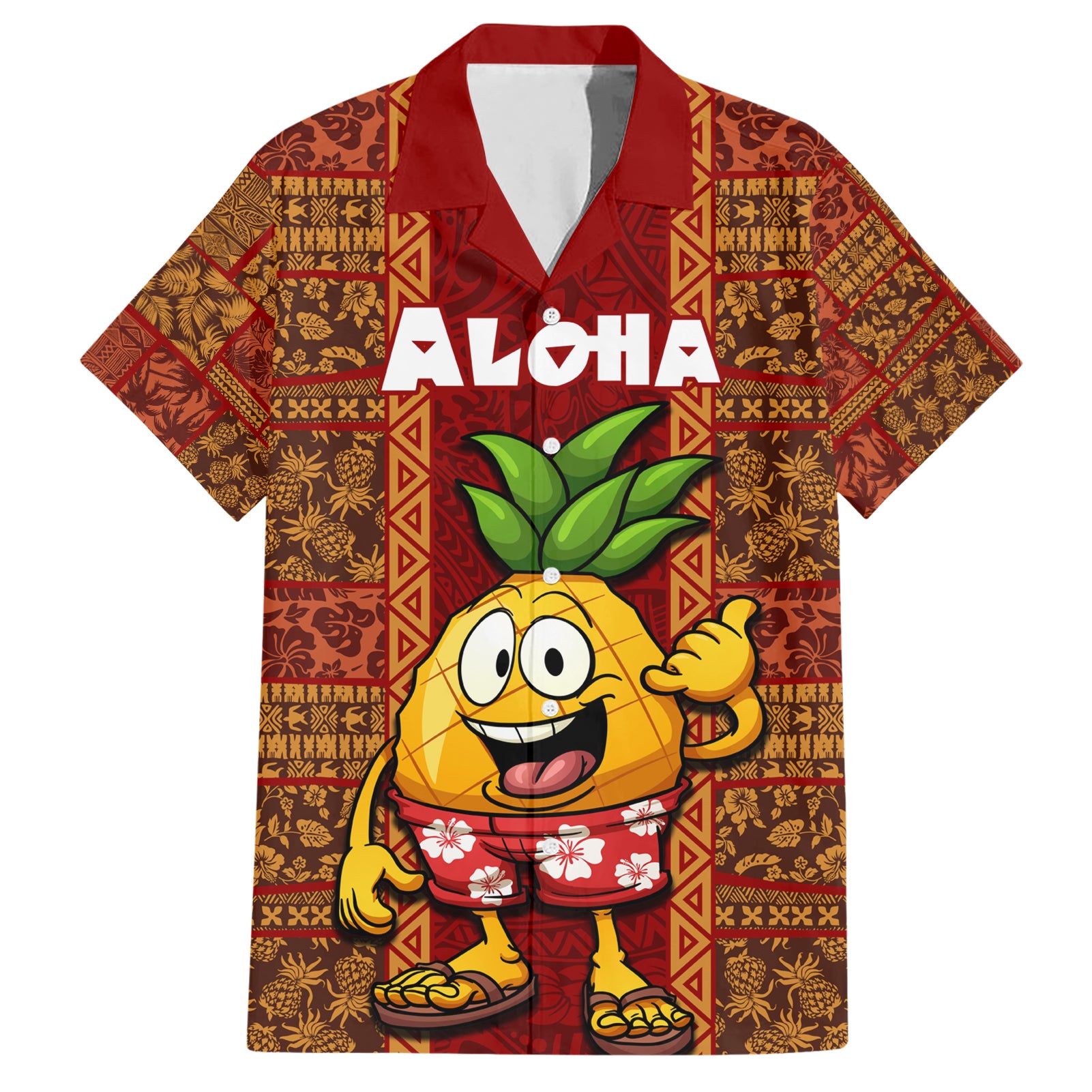 Custom Hawaii Hawaiian Shirt Aloha Funny Pineapple Mix Kakau Hawaiian Tribal LT03 Red - Polynesian Pride