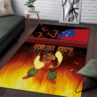 Samoan Siva Afi Area Rug Tribal Performers of Samoan Fire Knife Dancing LT03 Black - Polynesian Pride