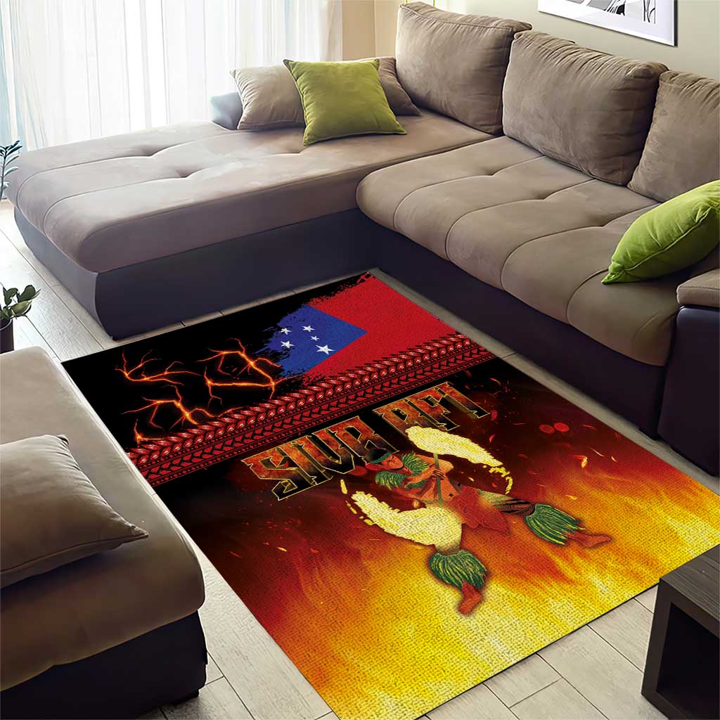 Samoan Siva Afi Area Rug Tribal Performers of Samoan Fire Knife Dancing LT03 - Polynesian Pride